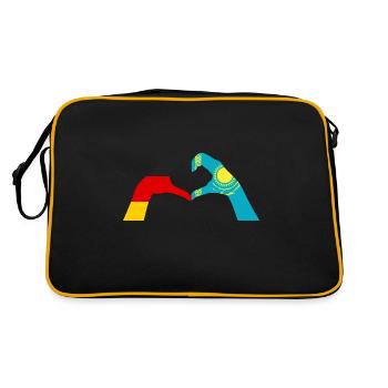 Kasachen Deutschland Kasachstan - Retro Tasche - Schwarz/Gold - Hinten