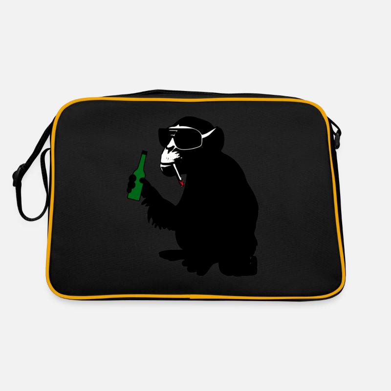 monkey with beer bottle Retro Tasche