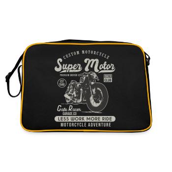 super motor racer motorcycle custom vintage motorcycle - Retro Bag - black/gold - Back
