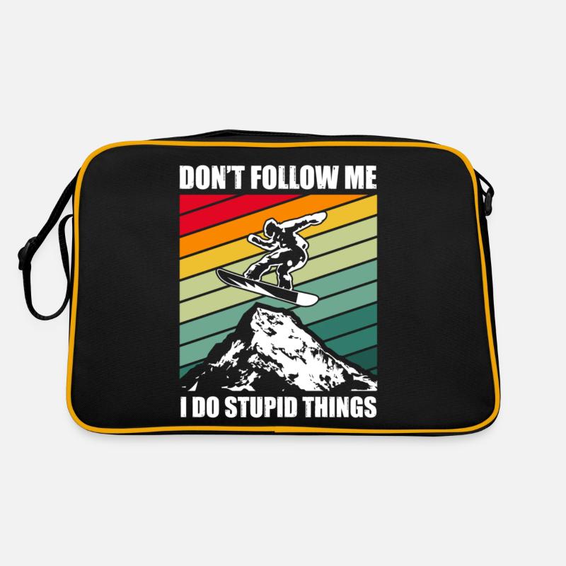 Snowboard Saying – Don't Follow Me - Retro Bag - black/gold
