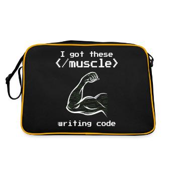 I got these muscle writing code programmer coder - Retro Tasche - Schwarz/Gold - Hinten