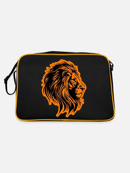Lion's head symbol lion - Retro Bag - black/gold - Back