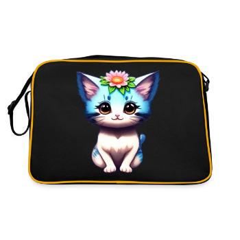 Un adorable chaton avec une corolle de fleurs - Sac Retro - noir/or - Dos