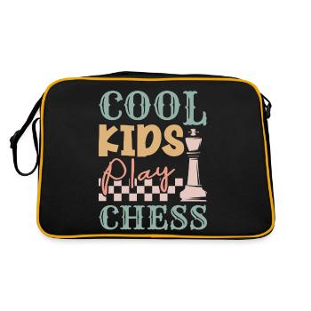 Coole Kinder spielen Schach Schach Schach Spiel - Retro Tasche - Schwarz/Gold - Hinten