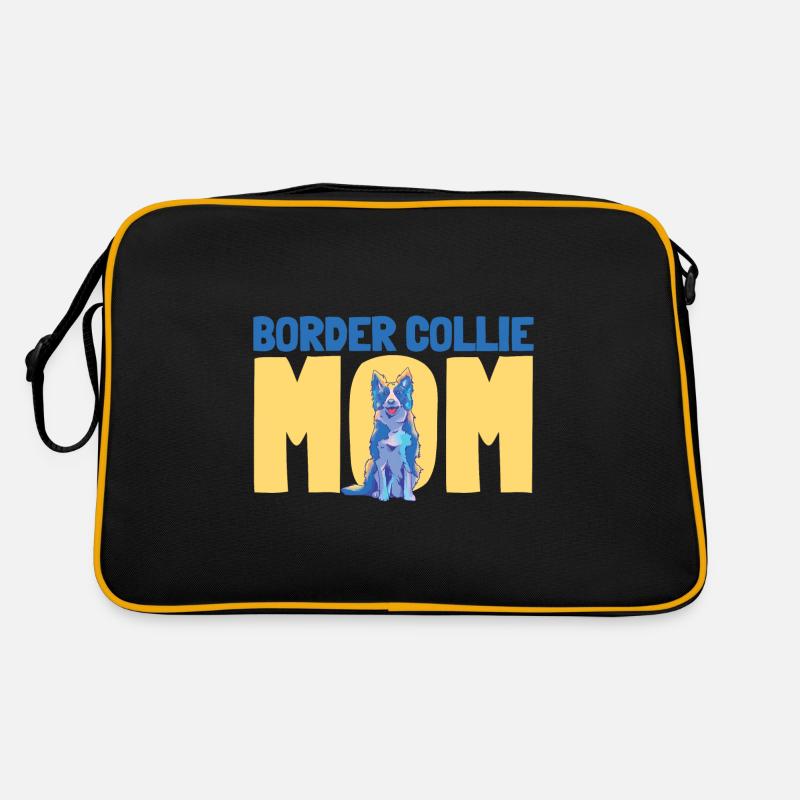 Border Collie Bunt Mama Mutter Retro Tasche