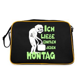 Liebe einfach jeden Montag - Retro Tasche - Schwarz/Gold - Hinten