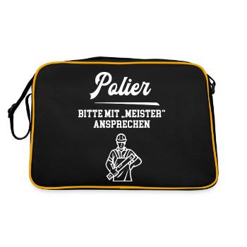 Polier Meister Prüfung Bestanden Polierausbildung - Retro Tasche - Schwarz/Gold - Hinten