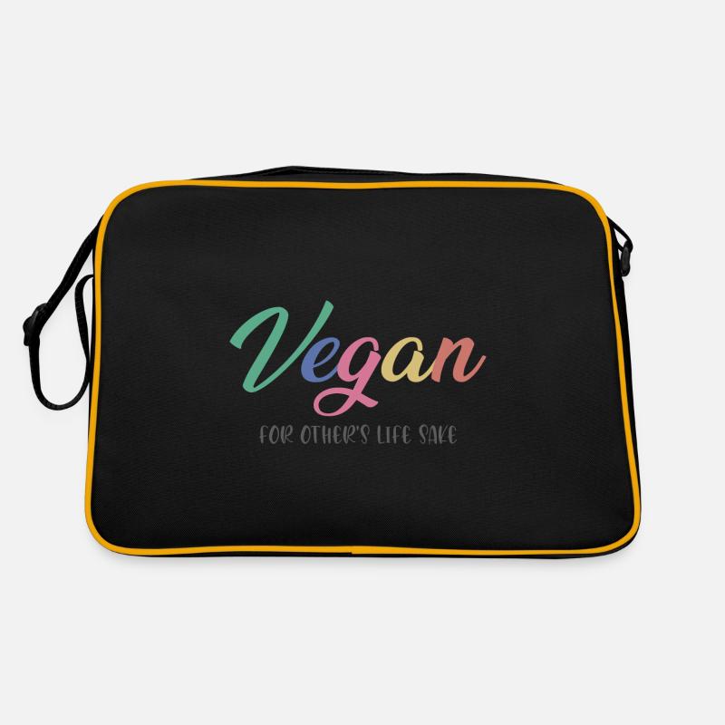 Vegan - Retro Tasche - Schwarz/Gold