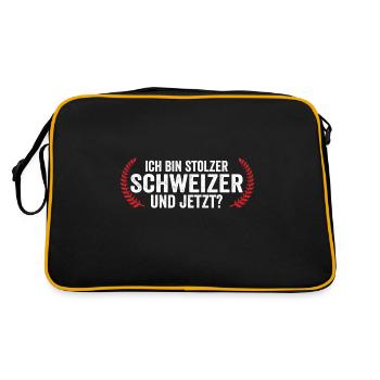 Schweizer Schweiz - Retro Tasche - Schwarz/Gold - Hinten