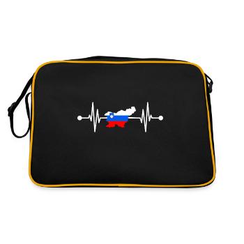 Slowenen Herzschlag Slowenien - Retro Tasche - Schwarz/Gold - Hinten