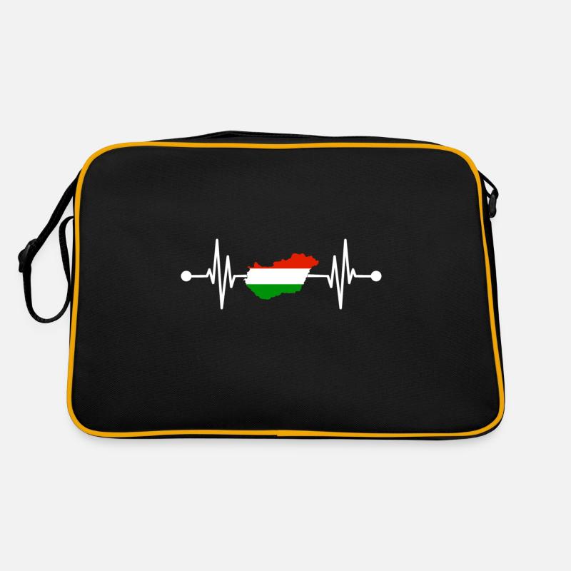 Ungar Ungarisch Herzschlag Ungarn - Retro Tasche - Schwarz/Gold