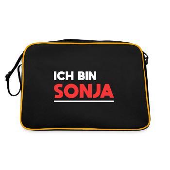 Sonja Name Spruch für stolze Sonjas - Retro Tasche - Schwarz/Gold - Hinten