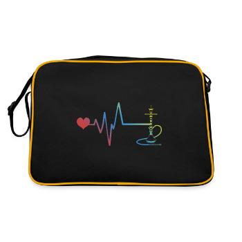 Bong Rauchen Pfeife Puls Herzschlag - Retro Tasche - Schwarz/Gold - Hinten