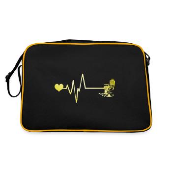 Barber Stuhl Puls Herz Liebe - Retro Tasche - Schwarz/Gold - Hinten