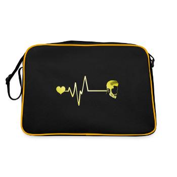 Stylist Friseur Puls Herz Liebe - Retro Tasche - Schwarz/Gold - Hinten