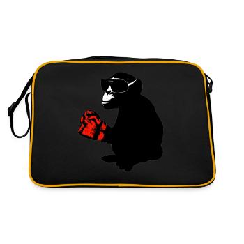 boxer monkey - Retro Tasche - Schwarz/Gold - Hinten