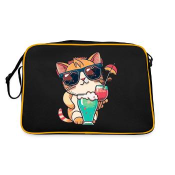 Summer coolness: cat with sunglasses - Retro Bag - black/gold - Back