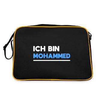 Mohammed Name Spruch für stolze Mohammeds - Retro Tasche - Schwarz/Gold - Hinten