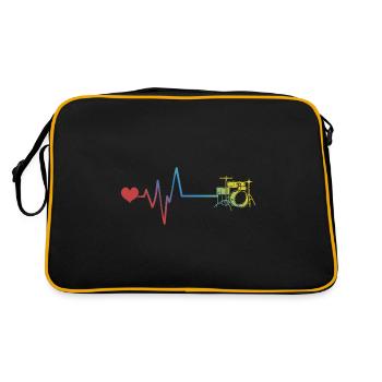 Schlagzeug Musik - Retro Tasche - Schwarz/Gold - Hinten
