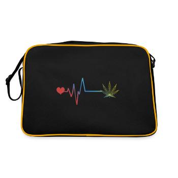 Hemp Leaf Pulse Heartbeat Cannabis - Retro Bag - black/gold - Back