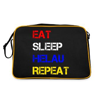 Eat Sleep Helau Repeat | Fastnacht Mainz Feiern - Retro Tasche - Schwarz/Gold - Hinten