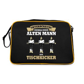 Tischfußball Tischkicker - Lustiger Spruch Mann - Retro Tasche - Schwarz/Gold - Hinten