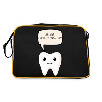 Dentist: Be Kind, I Have Fillings, Too! - Retro Bag - black/gold - Back