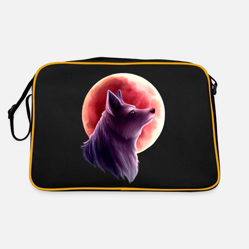Wolf und Blutmond 2 Retro Tasche