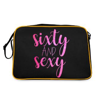60. Geburtstag: Sixty And Sexy - Retro Tasche - Schwarz/Gold - Hinten