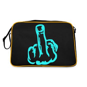 Mittelfinger Liebhaber Middle finger fuck you fuck - Retro Tasche - Schwarz/Gold - Hinten