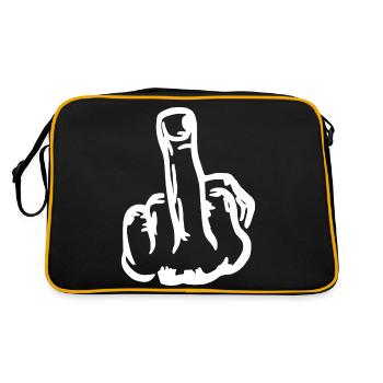 Mittelfinger Squad Middle finger fuck you fuck off - Retro Tasche - Schwarz/Gold - Hinten