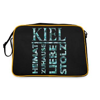 Kiel Schleswig-Holstein Norddeutsch Heimat Shirt - Retro Tasche - Schwarz/Gold - Hinten