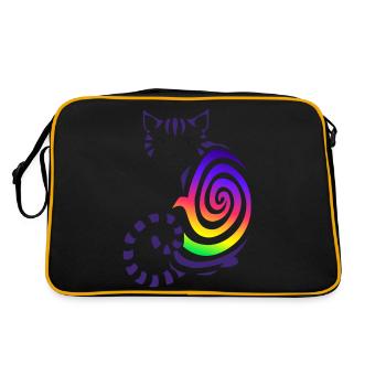 Grinsekatze - Retro Tasche - Schwarz/Gold - Hinten