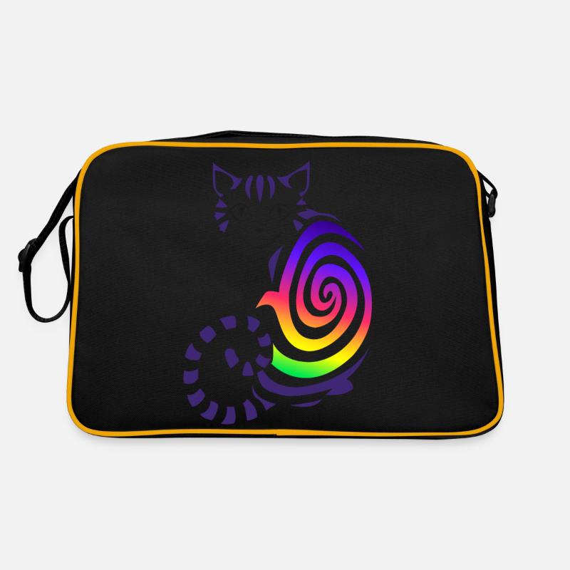 Grinsekatze - Retro Tasche - Schwarz/Gold