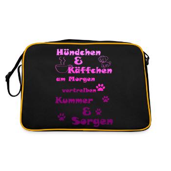 Dog coffee worries drive away - Retro Bag - black/gold - Back