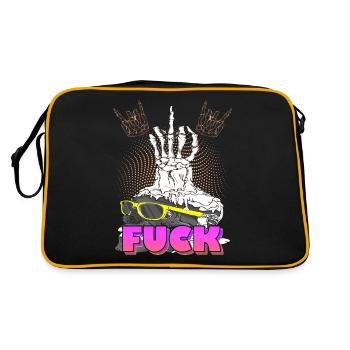 Skull with middle fin and fuck - Retro Bag - black/gold - Back
