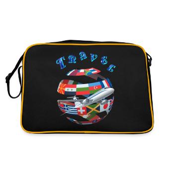 TRAVEL AROUND THE WORLD - Retro Bag - black/gold - Back