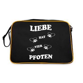Liebe hat vier Pfoten - Retro Tasche - Schwarz/Gold - Hinten