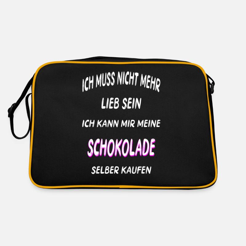 Schokolade cooler Spruch Geschenk Idee - Retro Tasche - Schwarz/Gold
