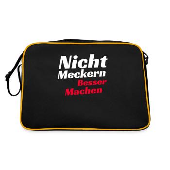 Nicht meckern besser machen Shirt Lustiger Spruch - Retro Tasche - Schwarz/Gold - Hinten