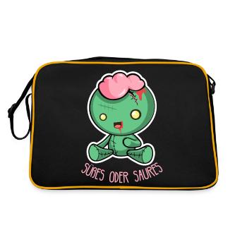 Gruselige Halloween Puppe - Süßes oder Saures - Retro Tasche - Schwarz/Gold - Hinten
