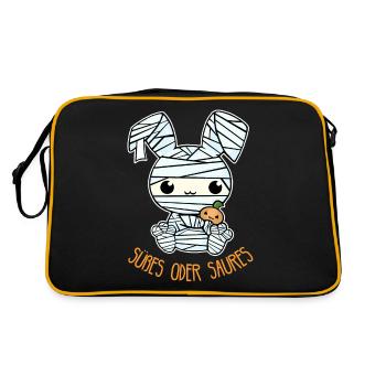 Süße Puppe Halloween - Süßes oder Saures - Retro Tasche - Schwarz/Gold - Hinten