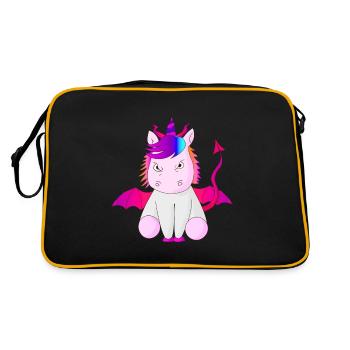 Unicorn devil horn gift idea evil vector - Retro Bag - black/gold - Back