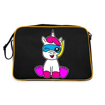 Einhorn am Badespass Schnorcheln Kinder Geschenk - Retro Tasche - Schwarz/Gold - Hinten