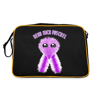 Nenn mich Puschel Flauschig süß Knuddelig - Retro Tasche - Schwarz/Gold - Hinten