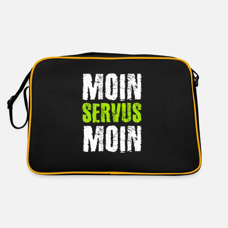 Moin Servus Moin - Retro Tasche - Schwarz/Gold