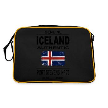 Iceland Flag Logo - Retro Tasche - Schwarz/Gold - Hinten