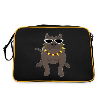 Kampfhund der Hund Geschenkidee Weihnachtsgeschenk - Retro Tasche - Schwarz/Gold - Hinten