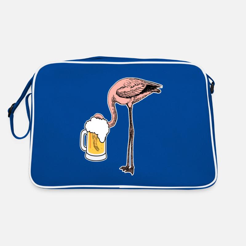 Flamingo mit Bier lustige Bilder Geschenkidee Retro Tasche