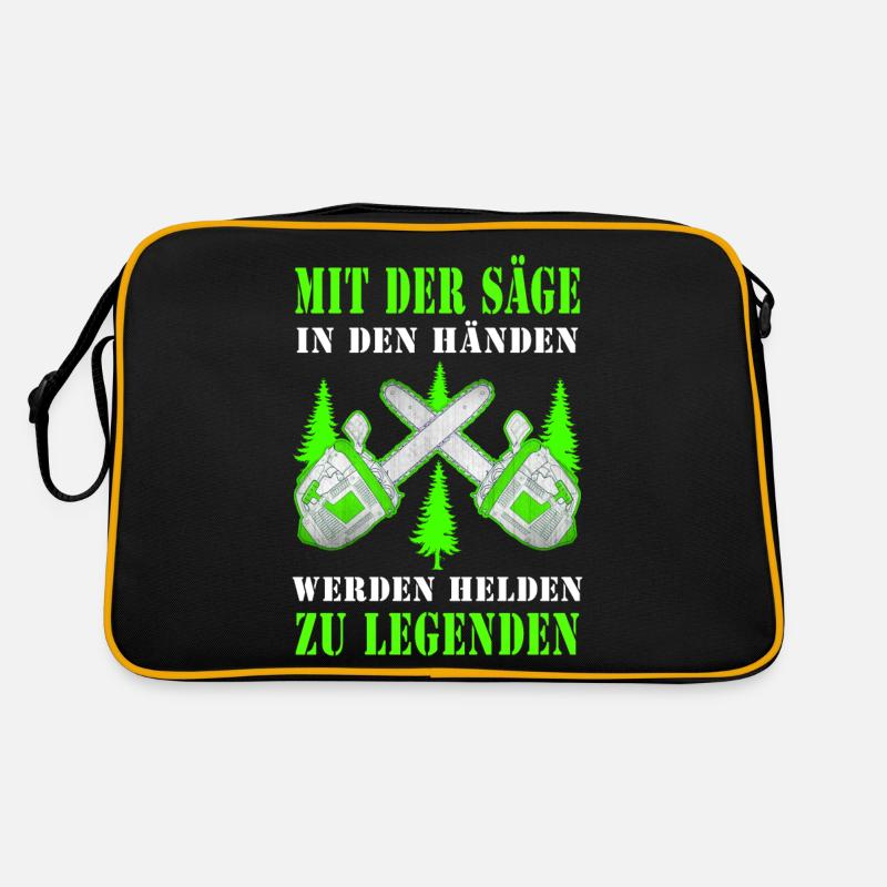 Motorsäge Legende Held cooler Spruch Geschenkidee - Retro Tasche - Schwarz/Gold